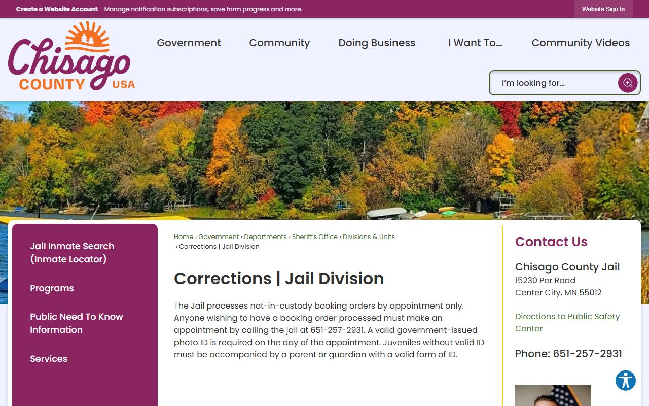 Chisago County Jail Mugshots - Jail Division Page