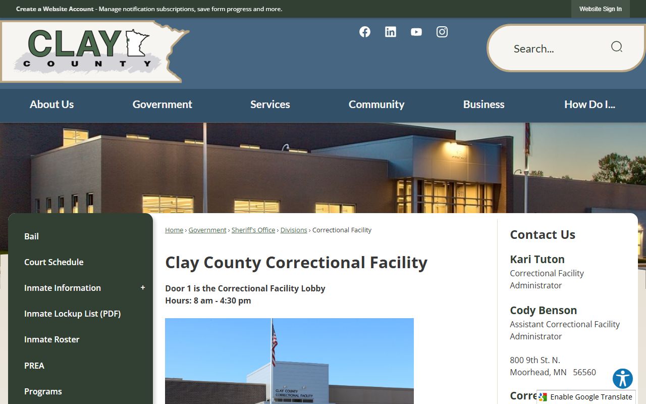 Clay County Jail Mugshots - Correctional Facility Page