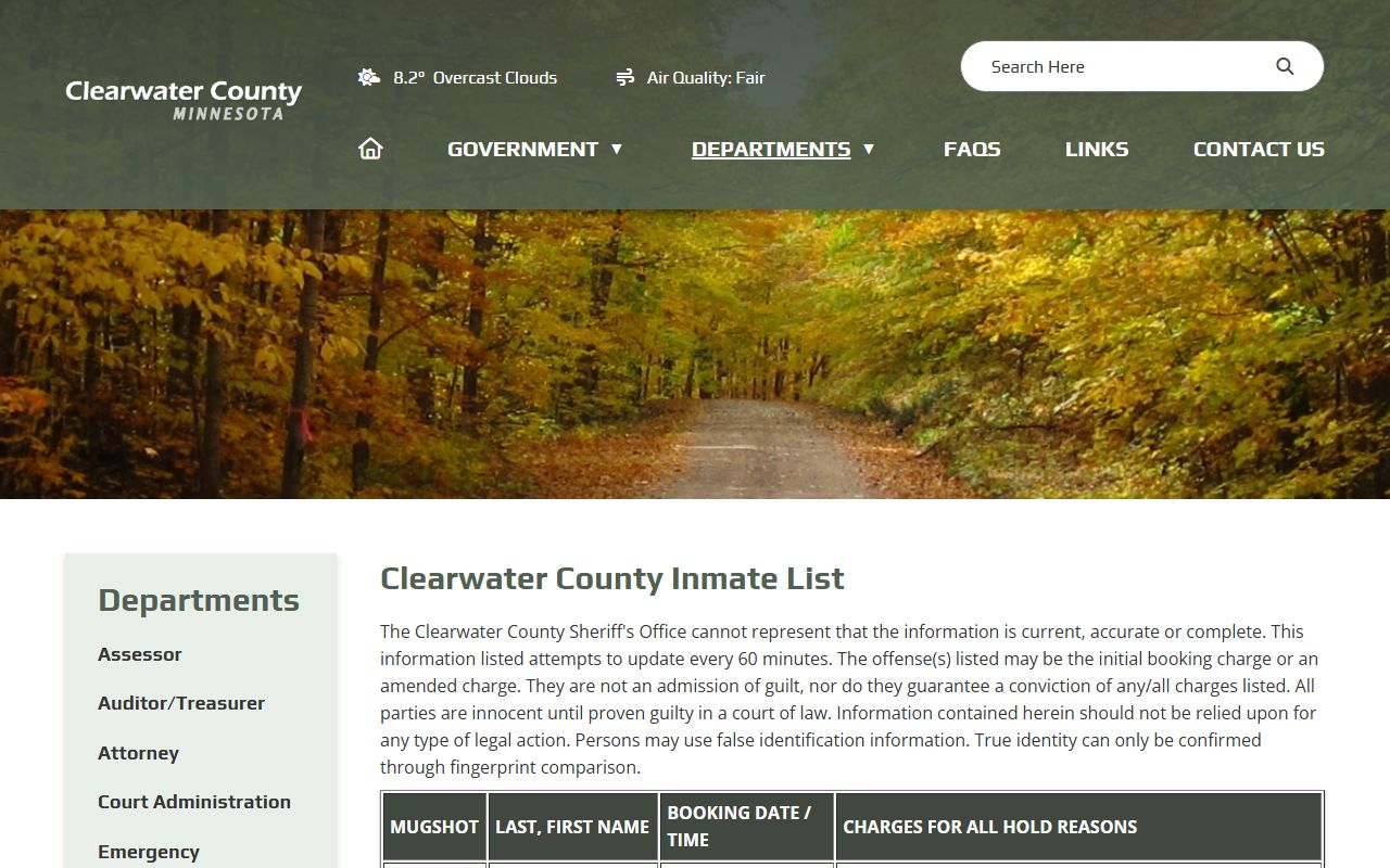 Clearwater County Jail Mugshots - Inmate List