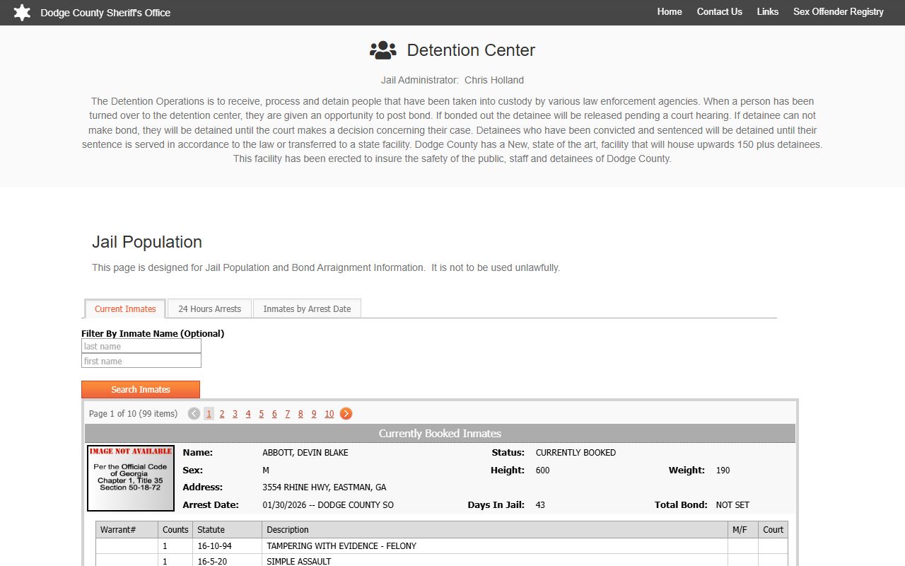 Dodge County Jail Mugshots - Jail Roster
