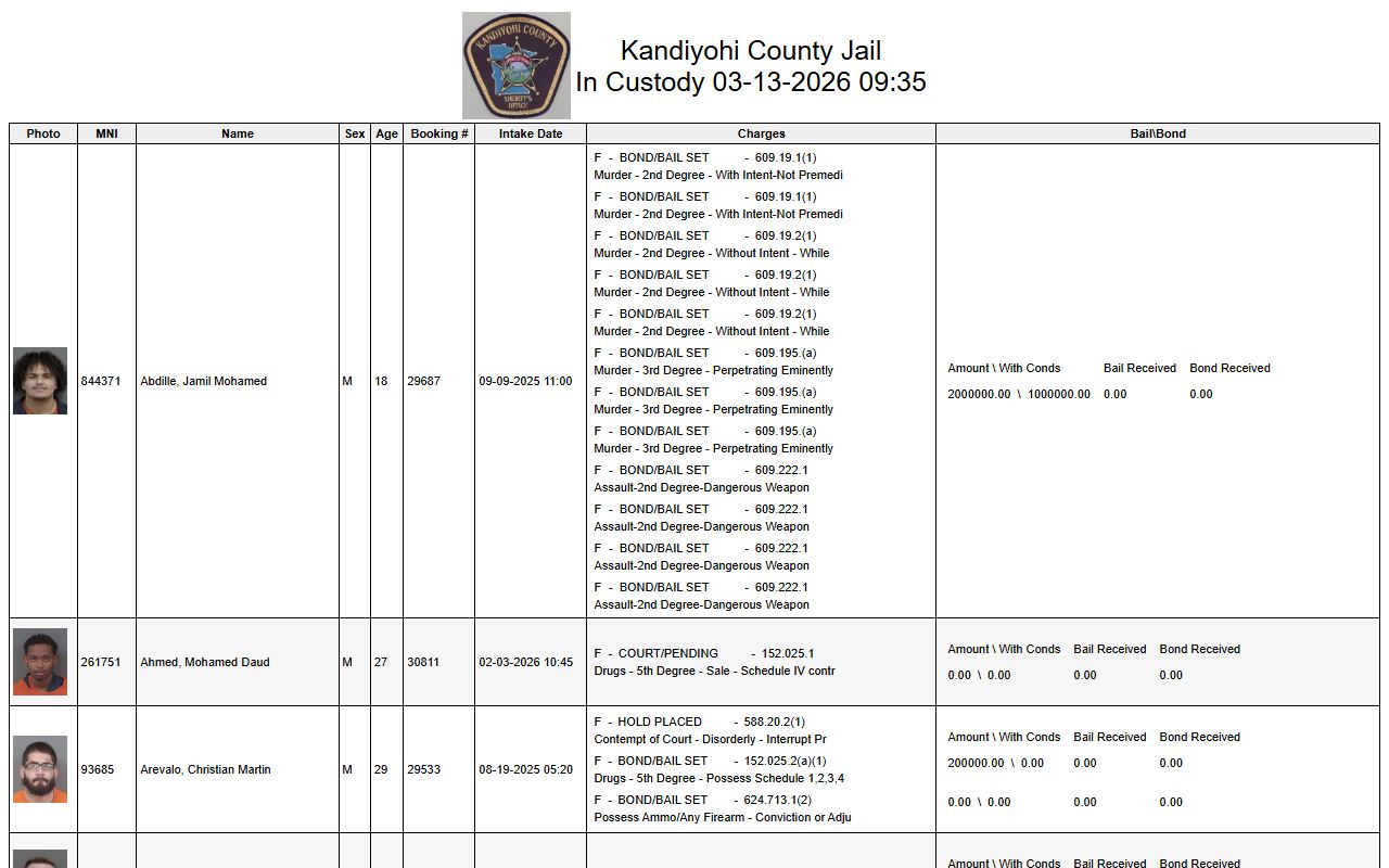 Kandiyohi County Jail Mugshots