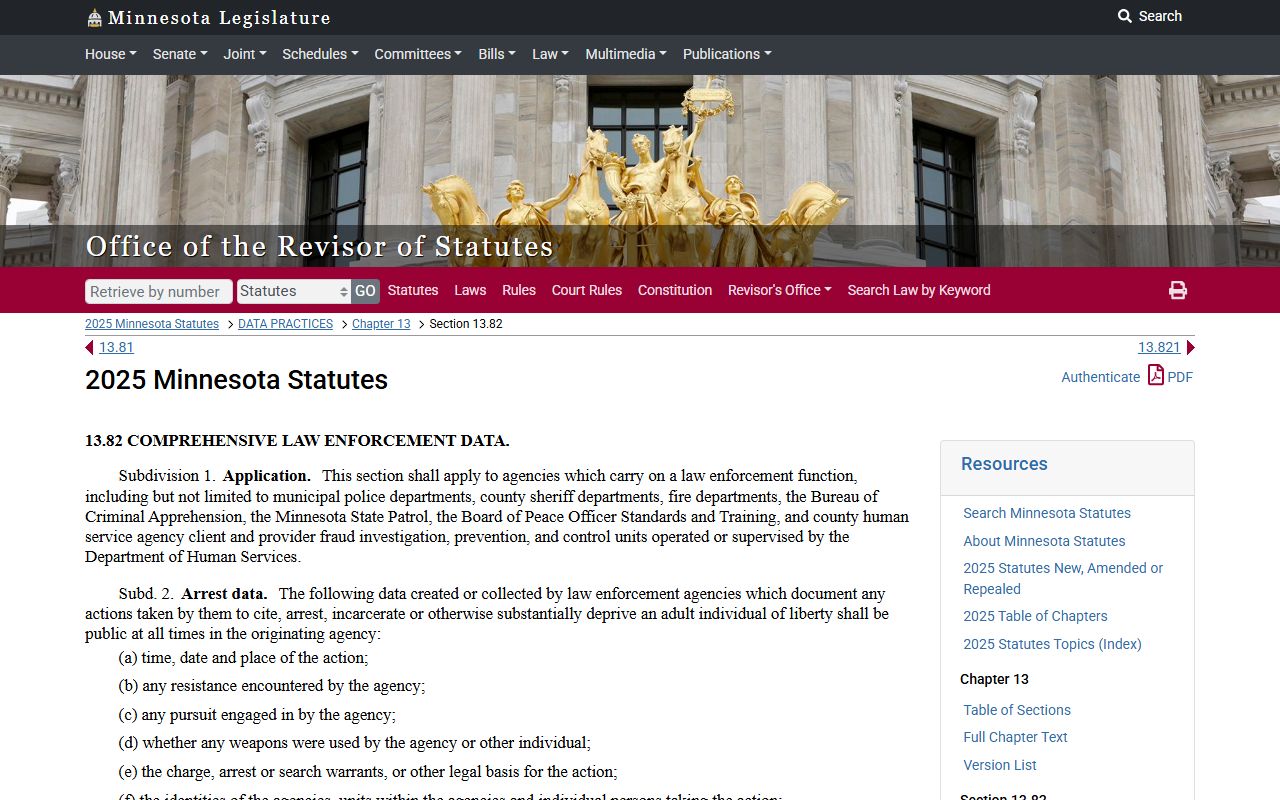 Minnesota Statute 13.82 Arrest Data - Booking Photos Are Public Data